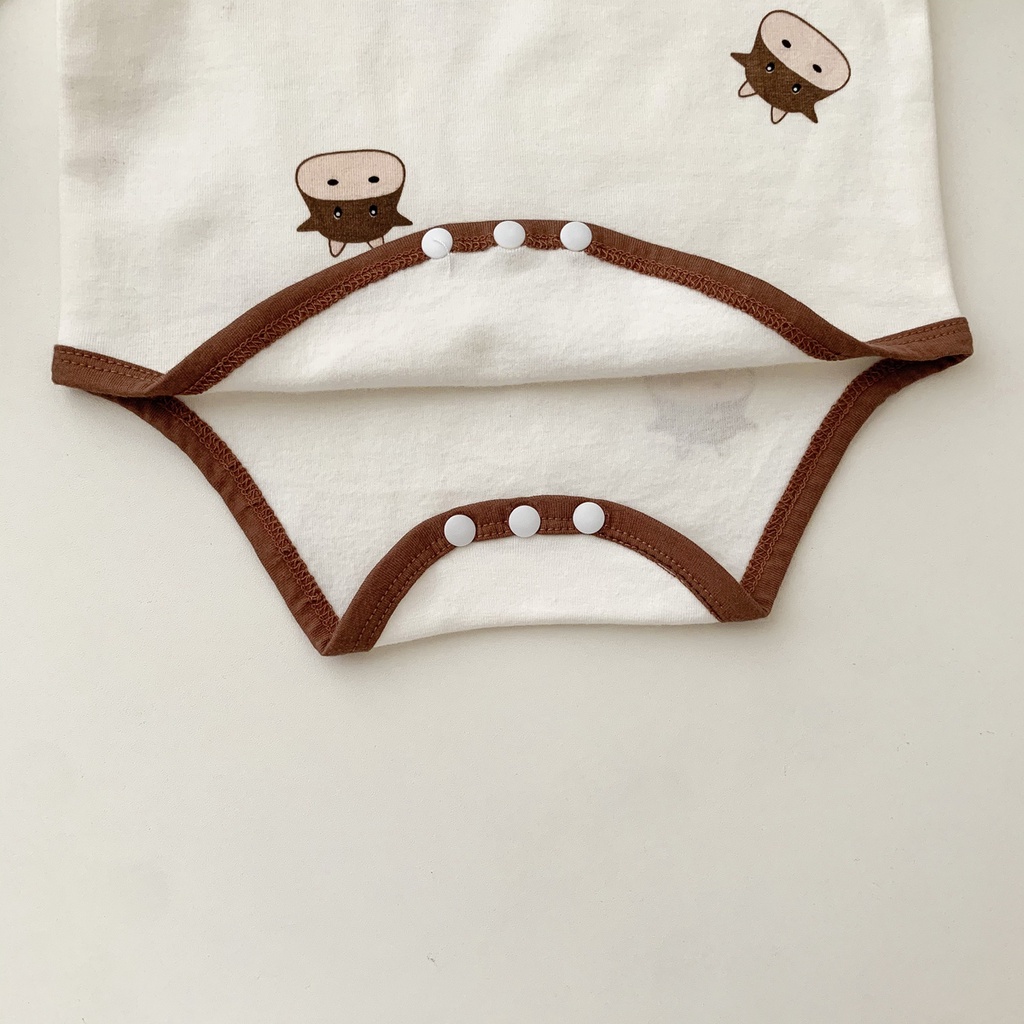 Bộ áo liền quần tay dài chất liệu cotton kèm mũ dễ thương thời trang mùa thu cho bé sơ sinh