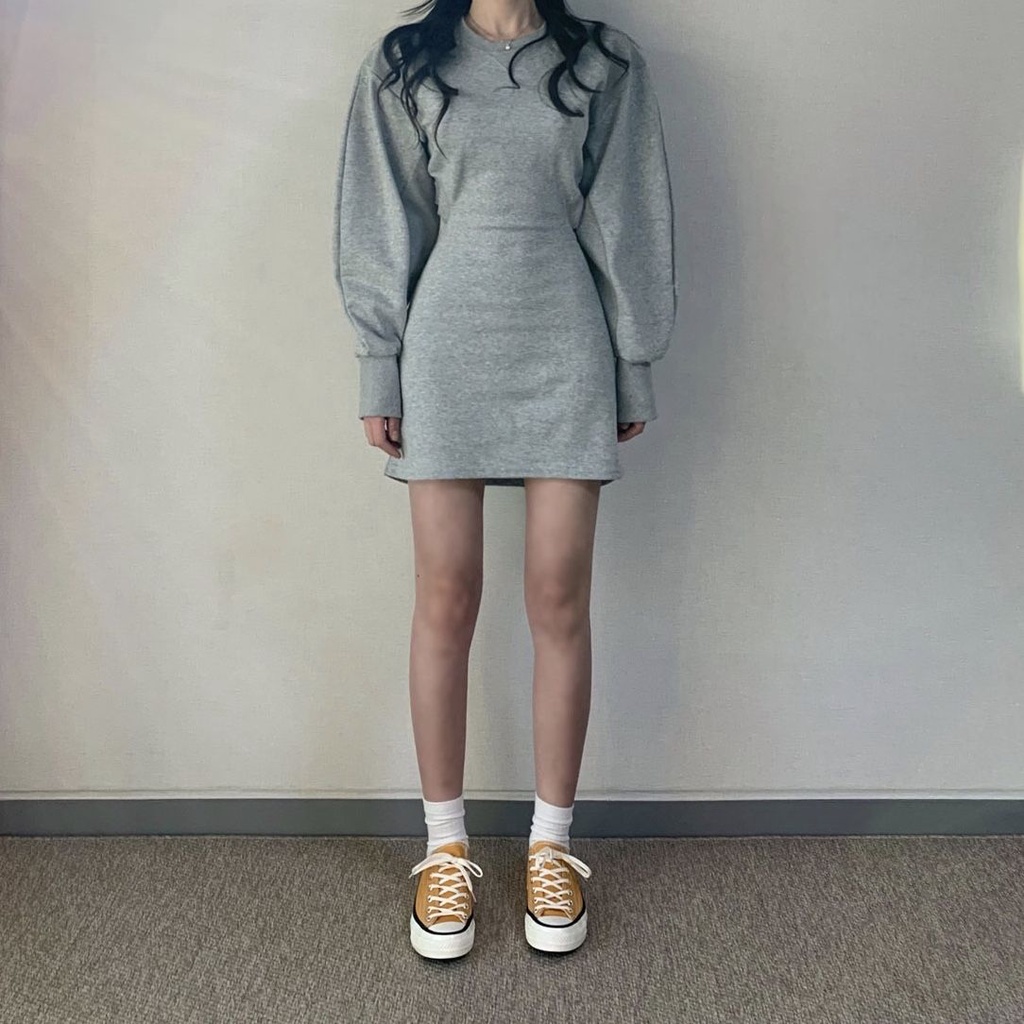 Set Áo Sweater Tay Dài Cổ Tròn Dáng Ôm Phối Chân Váy Lưng Cao Kiểu Retro Hàn Quốc Thời Trang Mùa Thu Cho Nữ