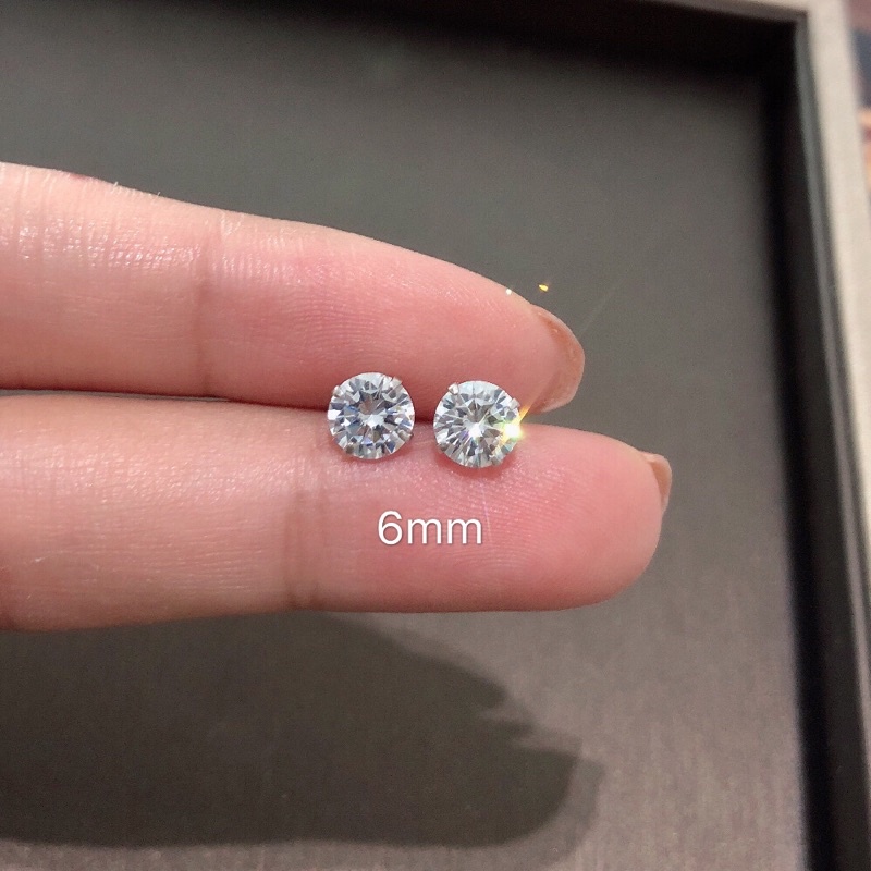 Khuyên tai bạc 925 đính đá tròn cá tính sang chảnh AURASILVER-KT24