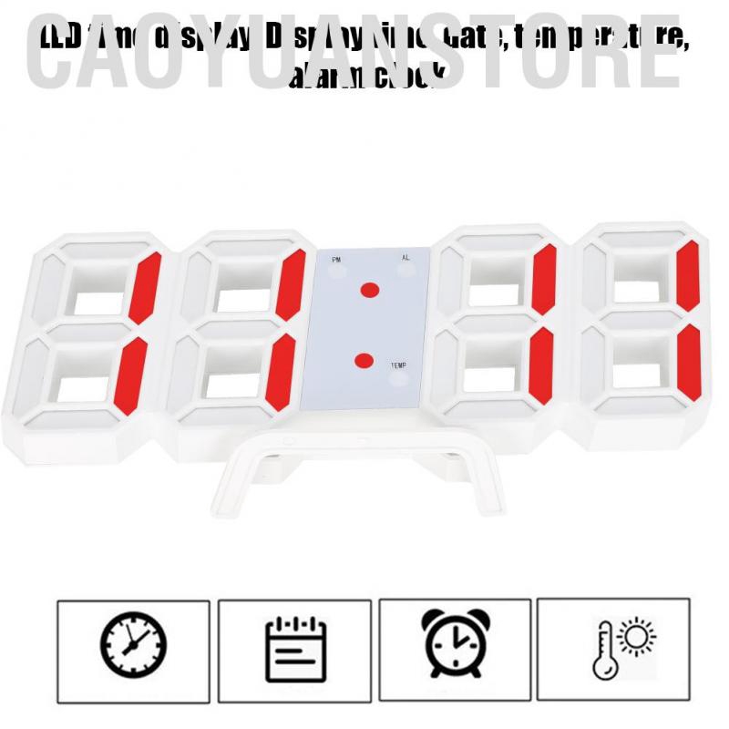 Caoyuanstore 3D Digital LED Wall Clock Alarm Number Time Display USB Charging Home Clocks