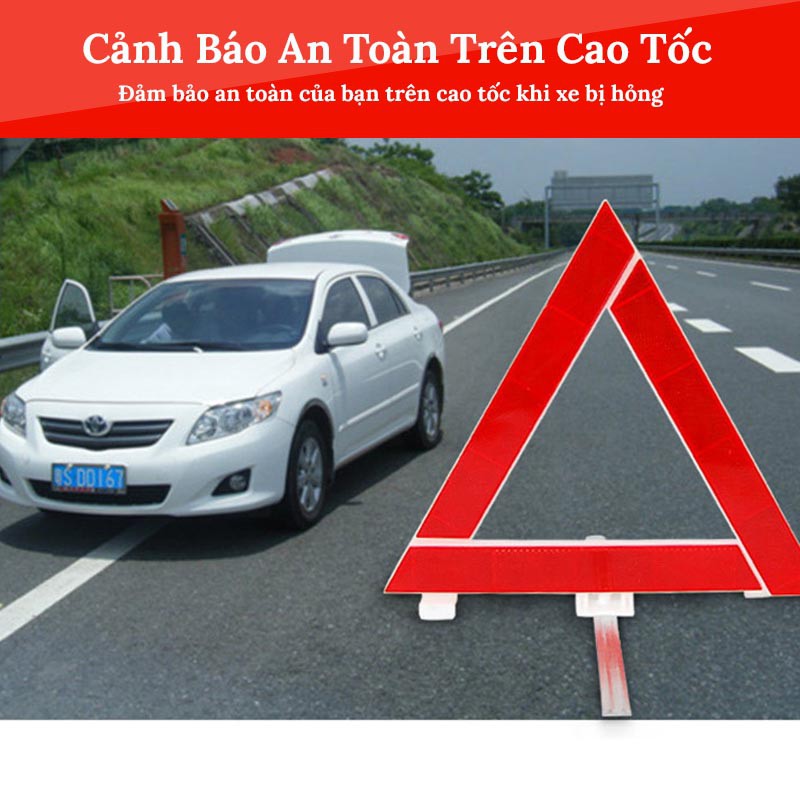 [Mã LIFEAUMAY giảm 10% tối đa 30k đơn 150k] Biển Cảnh Báo Nguy Hiểm Tam Giác Phản Quang Cho Ô Tô - Gấp Gọn Nhanh Chóng