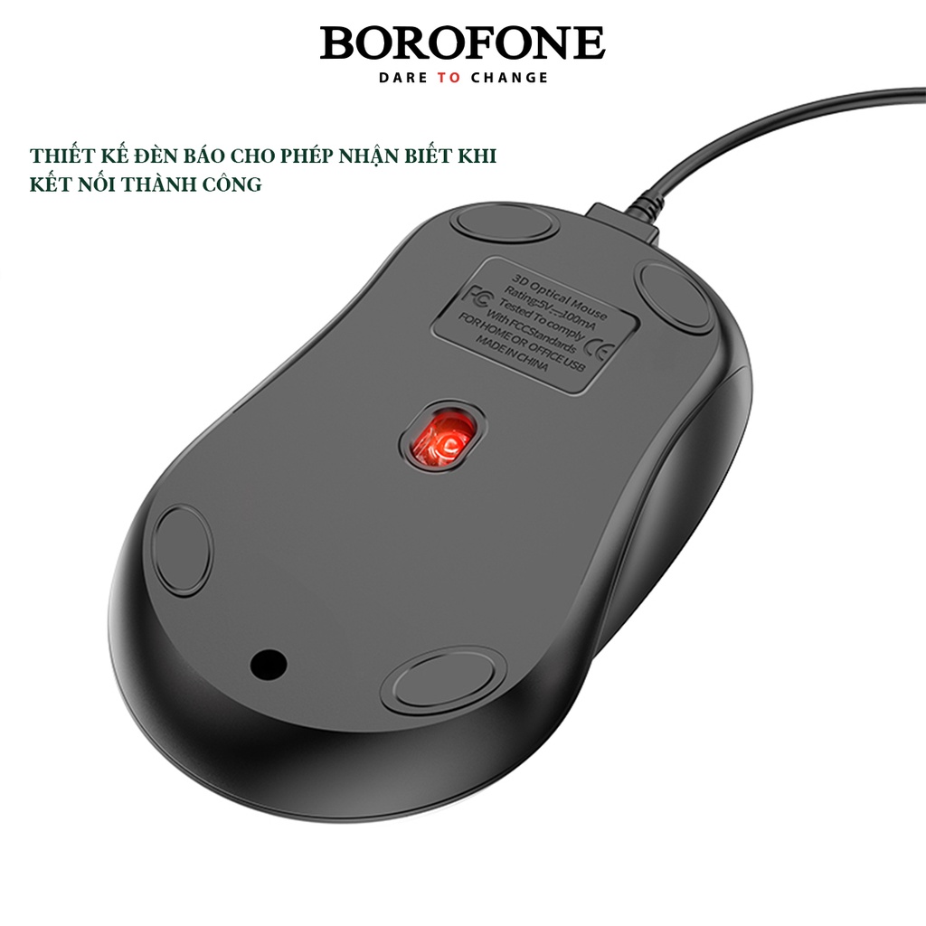 Chuột máy tính có dây Borofone BG4 dây dài 1.5m - AK Mobile