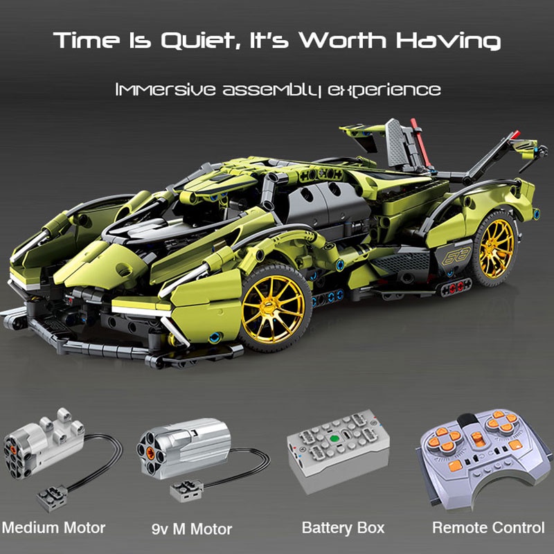 Mẫu Lắp Ráp mô hình Siêu Xe SY8553 High-tech Mini Lamborghinis V12 Sports Car Motor 1039pcs