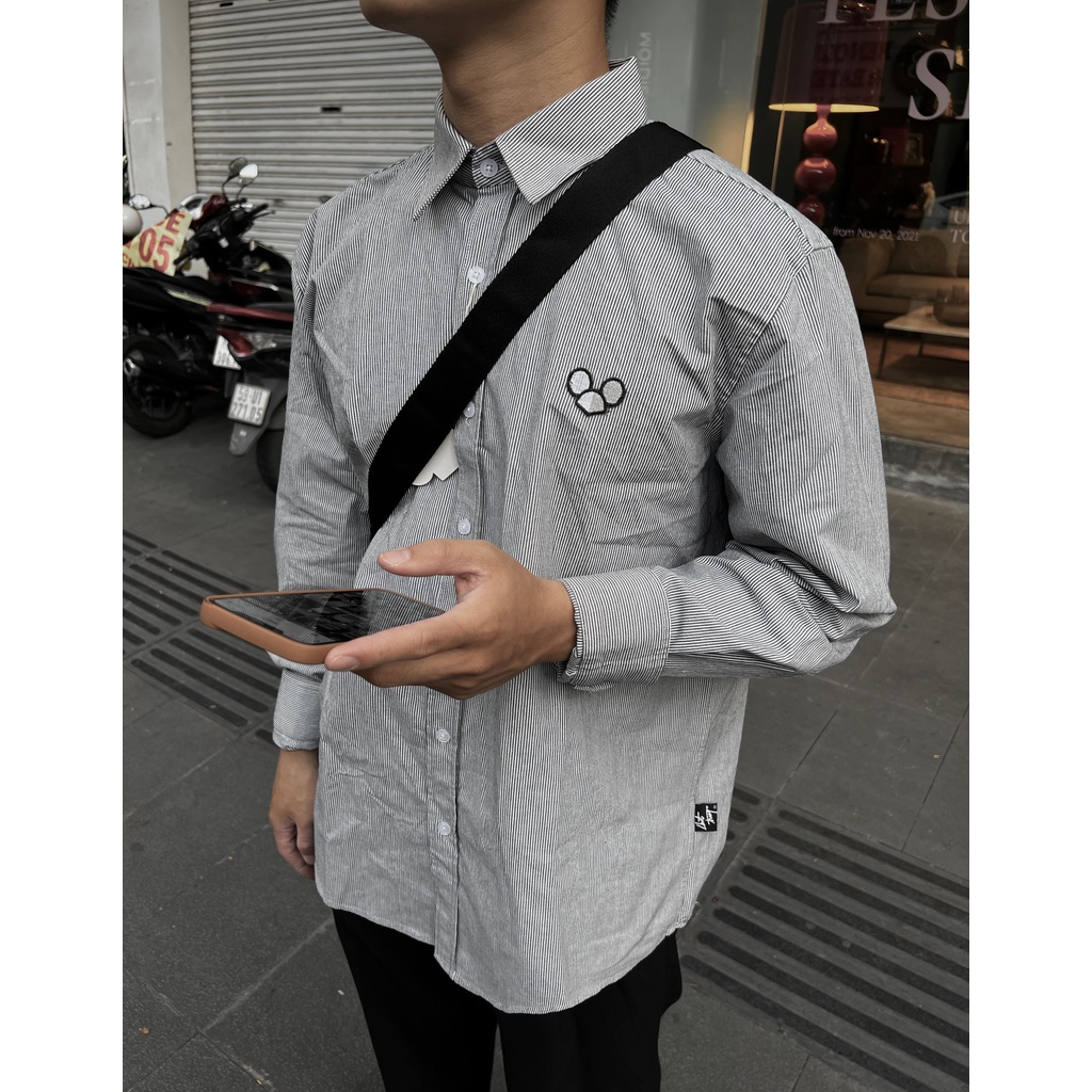 ÁO SƠ MI OXFORD LOGO sọc CHUOTTRANG