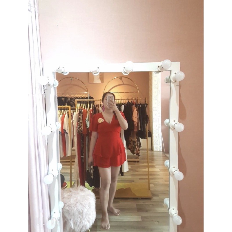 [Set đỏ bigsize]  Set áo peplum quần váy size từ 60-90kg (có size L-XL-XXL)