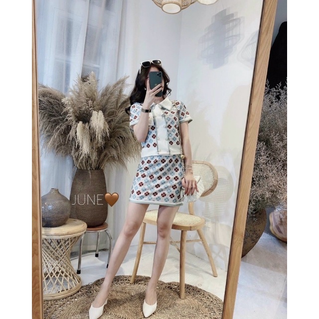 Set áo len hoa thổ cẩm + chân váy(quảng châu) | BigBuy360 - bigbuy360.vn