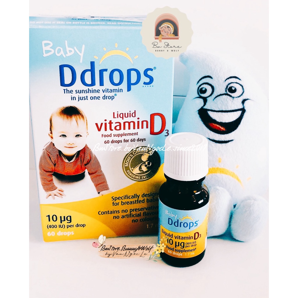 [Hàng Air - Cam kết chính hãng] Baby Ddrops Vitamin D3 400 IU Mỹ dạng giọt 60drops /90 drops - cho bé từ sơ sinh