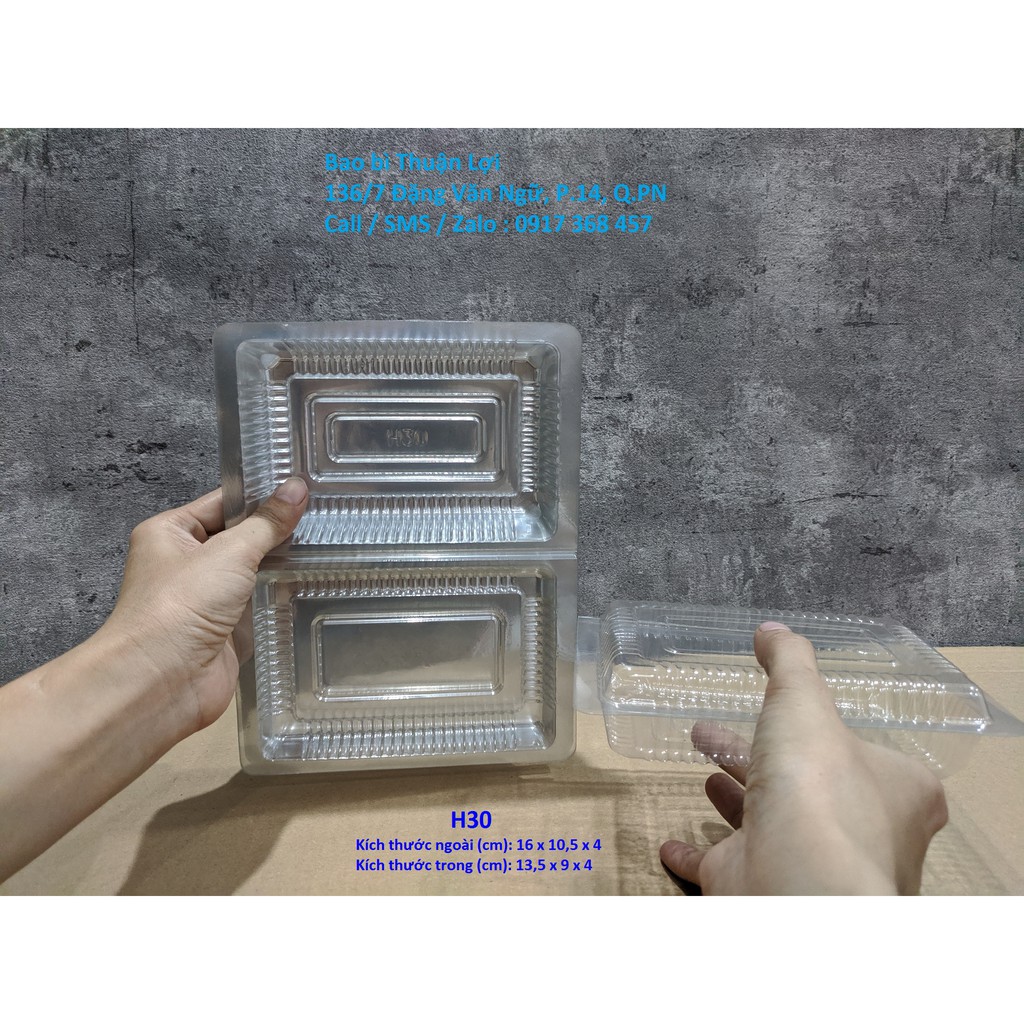 Hộp nắp gập / Hộp thực phẩm [Lốc 50c: đựng Bánh, Sushi, Cơm cuộn, Nem, Xúc xích, Xiên que, Phô mai,Trái cây