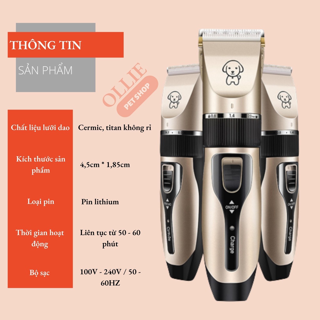 Tông đơ cạo lông chó mèo 5 chế độ tinh chỉnh Chaooer full phụ kiện - Máy cắt tỉa lông thú cưng