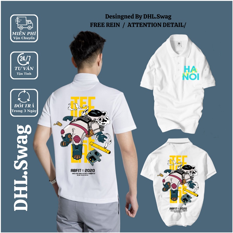 Áo Polo nam nữ cổ bẻ ,trụ tay ngắn DHL thun đẹp cao cấp thoáng mát họa tiết hà nội
