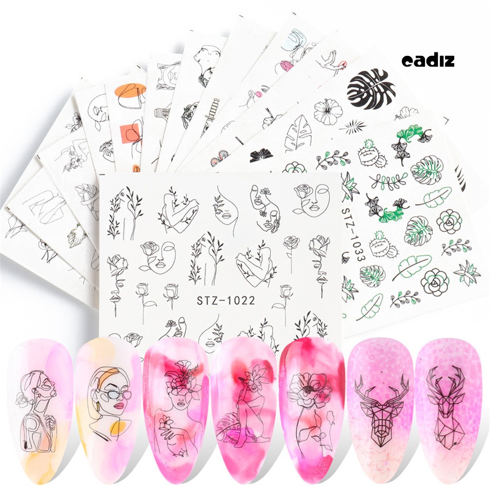 Set 16 Tấm Nhãn Dán Trang Trí Móng Tay Nghệ Thuật