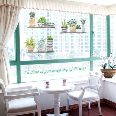 Decan dán tường, decan dán tường hình cây hoa trong chậu XC9005-SK6057