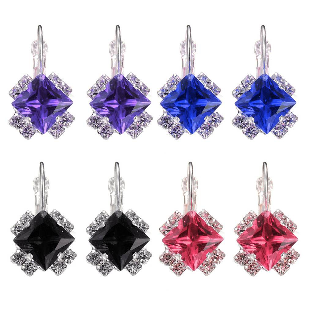 1 Đôi Khuyên Tai Hình Thoi Đính Đá Pha Lê