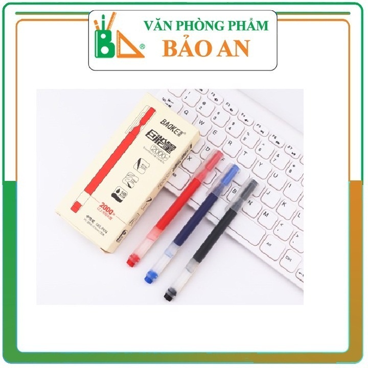 Hộp 12 Bút gel Baoke PC3808 nét 0.5mm - viết được 2.000m siêu nhiều mực