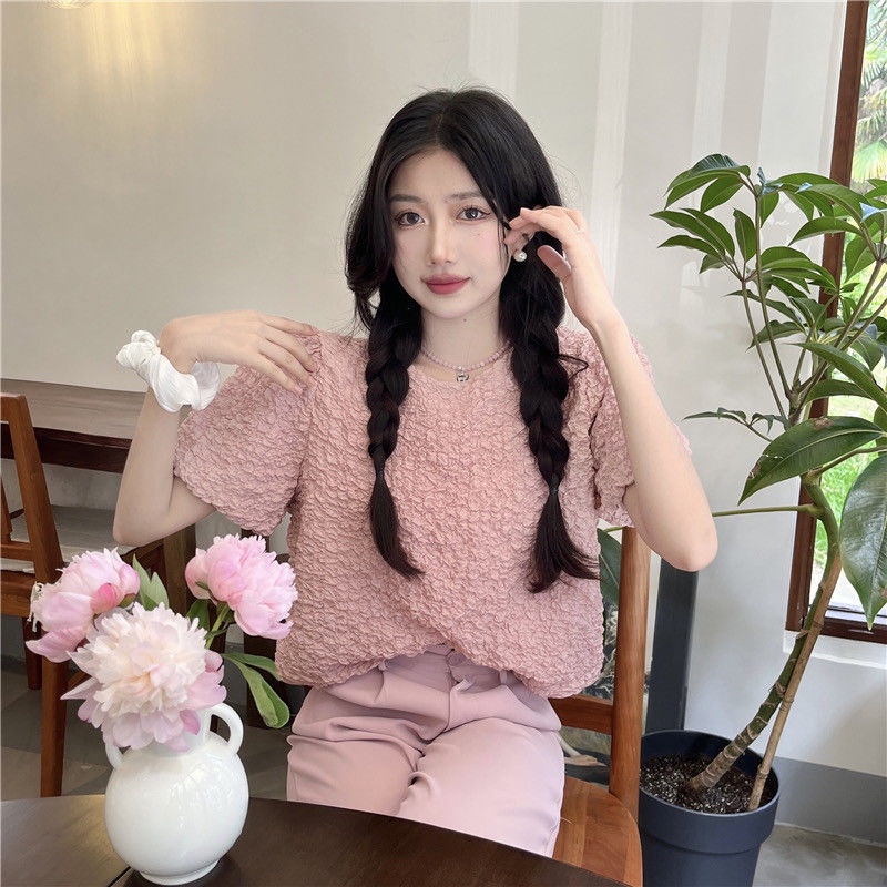 Áo Thun Tay Ngắn Phồng Dáng Rộng Thiết Kế Mới Thời Trang Dành Cho Mùa Hè