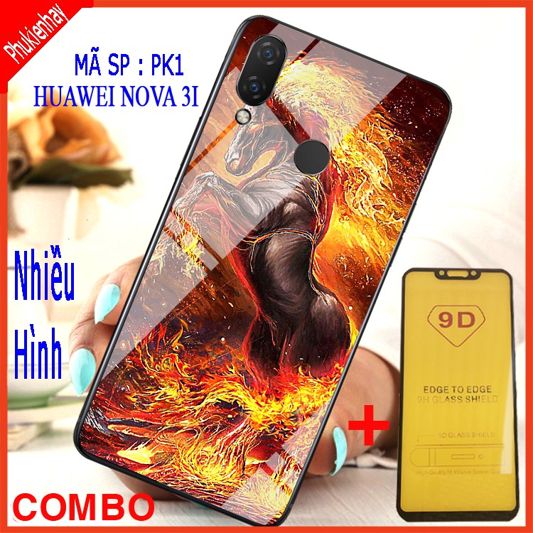 COMBO ỐP LƯNG HUAWEI NOVA 3I (ốp lưng kính 3D sang trọng + tặng kèm cường lực 9D thế hệ mới) educase66