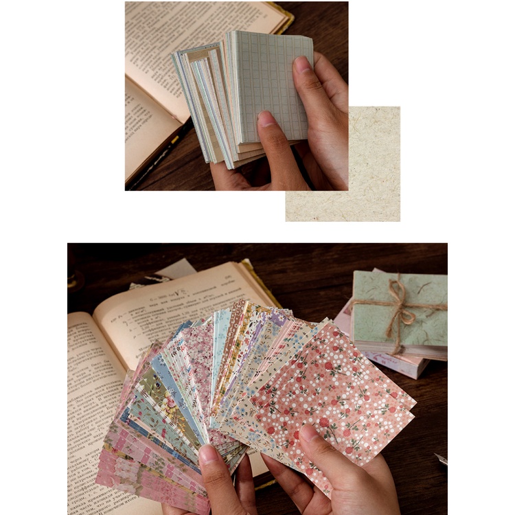 Set 100 tờ giấy in hình phong cách cổ điển dùng để trang trí sổ tay