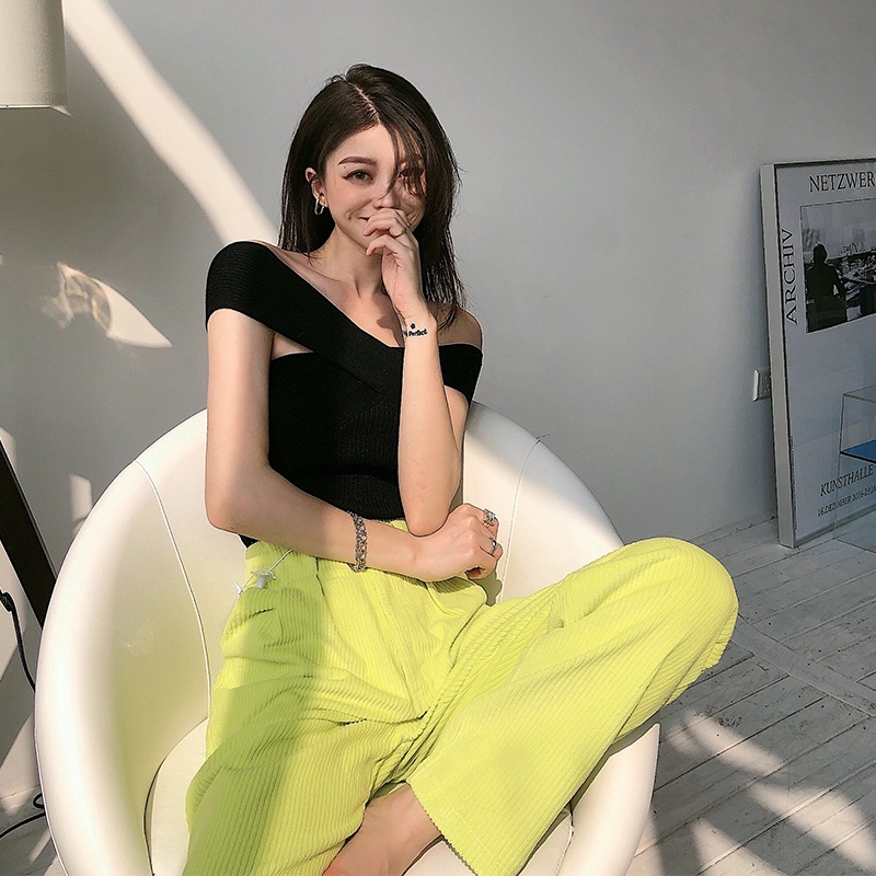 QKOOLE Áo dệt kim  ôm dáng phong cách Hàn Quốc dành cho nữ