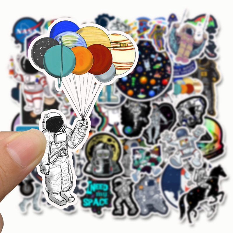 Bộ 50 Sticker phi hành gia dán trang trí xe mô tô/ván trượt/laptop/hành lý phong cách graffiti cá tính chống thấm nước | BigBuy360 - bigbuy360.vn