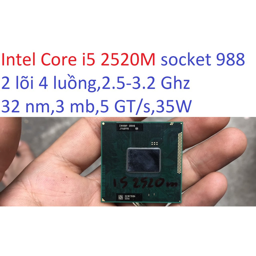 combo bộ sản phẩm tặng keo- bộ vi xử lý CPU Intel Core i5 2520M socket 988 máy tính laptop Sandy Bridge SR048,cpu e5300