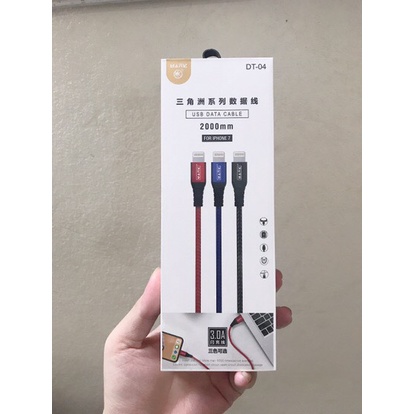 Cáp sạc nhanh 3A DT04 cho ĐT/Micro/Type C-Dây dù chống đứt 2m