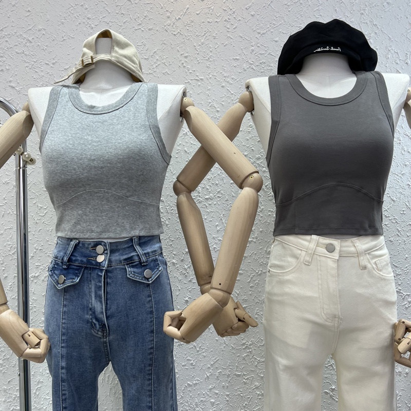 Áo croptop SUXI sát nách màu trơn thời trang mùa hè cho nữ