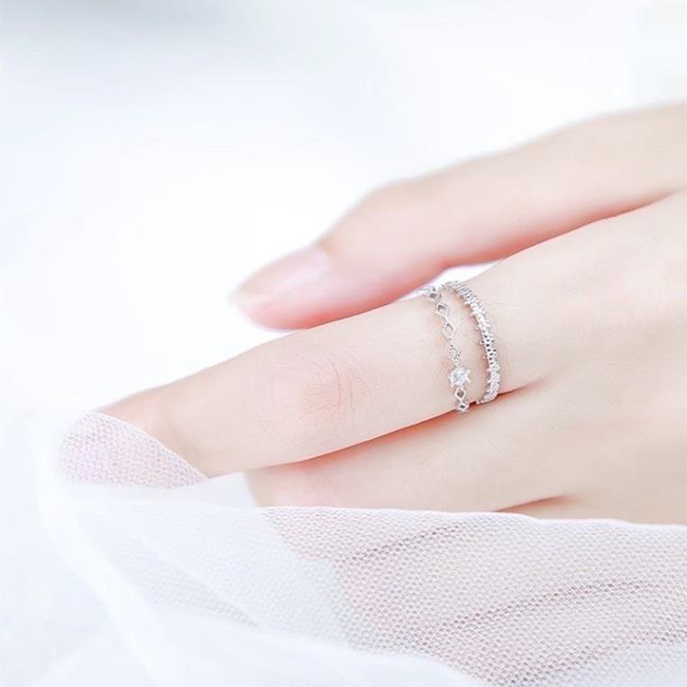 Nhẫn vương miện hở cho nữ bạc ta nguyên chất_ Bạc Kim Hưng