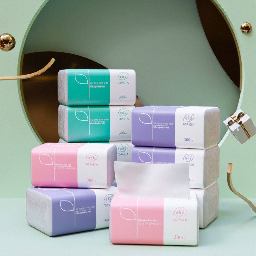 Giấy ăn gấu trúc cao cấp Top Gia, khăn giấy lau đa năng dạng rút combo 16 gói tiện lợi