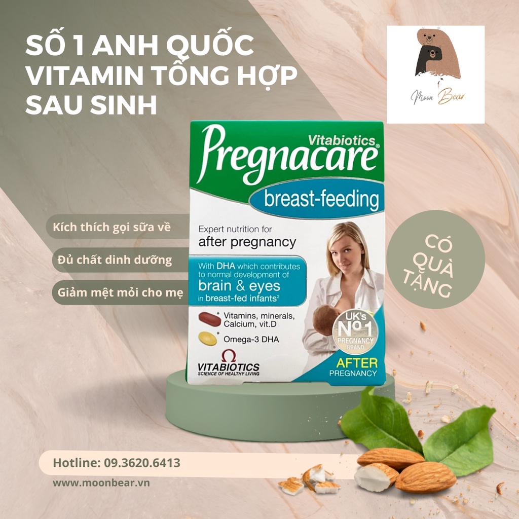 CÓ QUÀ TẶNG Vitamin bú Anh vitamin tổng hợp sau sinh pregnacare Breast-feeding NỘI ĐỊA UK ĐỦ BILL