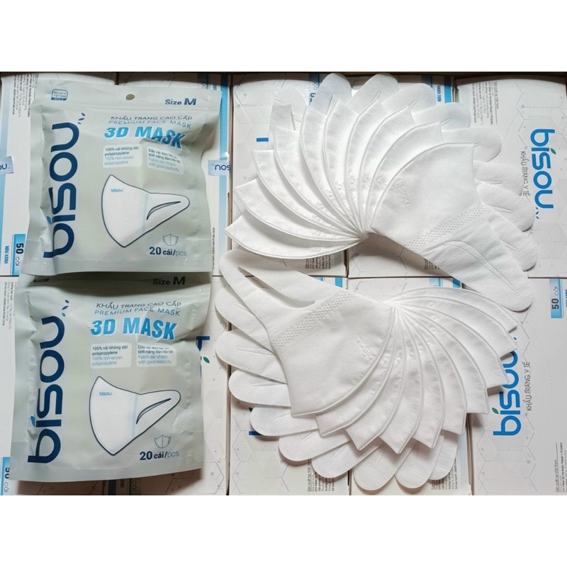 Khẩu trang 3D Bisou người lớn túi 20c (chuyên sỉ)