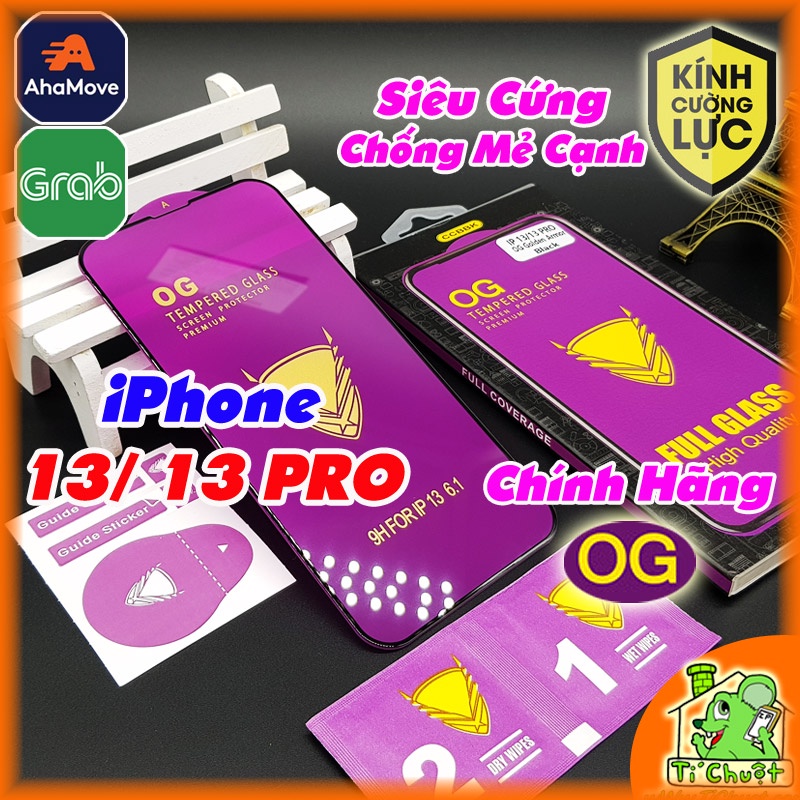 [Chính Hãng OG] Kính CL iPhone 13/ 13 Pro 6.1&quot; Cường Lực 2.5D Full Viền Cứng Chống Mẻ Cạnh