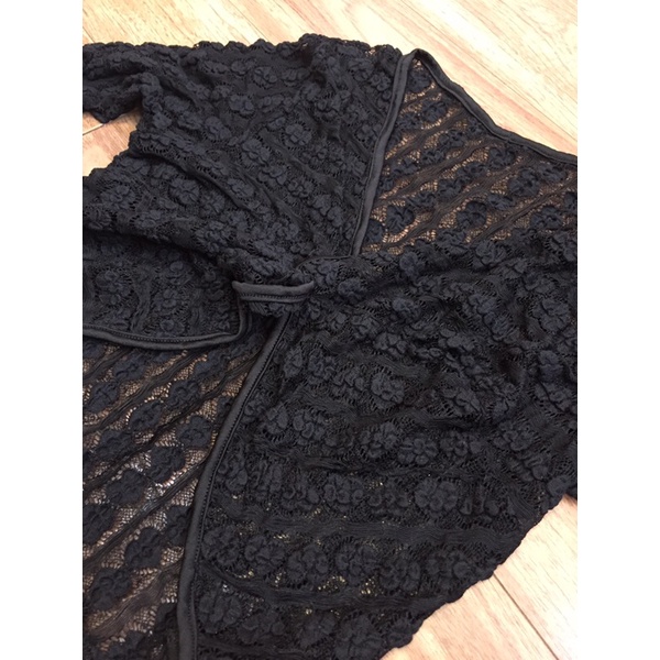 Áo cardigan ren đen lưới siu xink (ảnh thật)