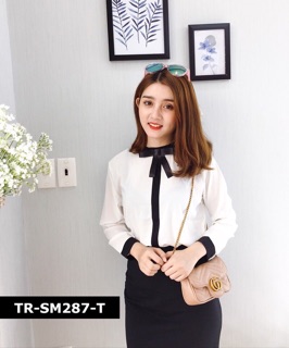 Áo sơ mi kiểu nơ - ảnh chụp thật
