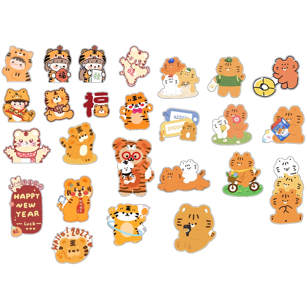 Set 20 sticker hổ S20I2a sticker PVC chủ đề trang trí xe mũ bảo hiểm laptop điện thoại Vali tủ nhựa