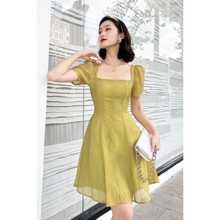 Olv - đầm clover square neck dress