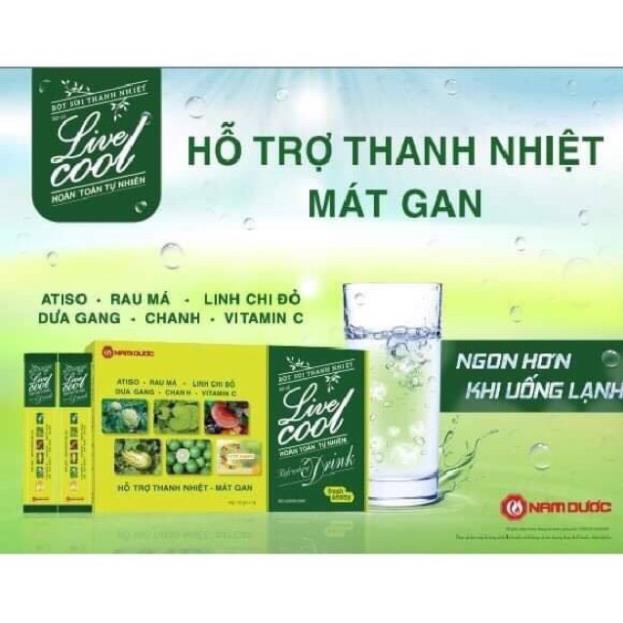 Bột sủi thanh nhiệt Livecool Nam Dược hỗ trợ thanh nhiệt, mát gan hương dưa gang  hộp 10 gói