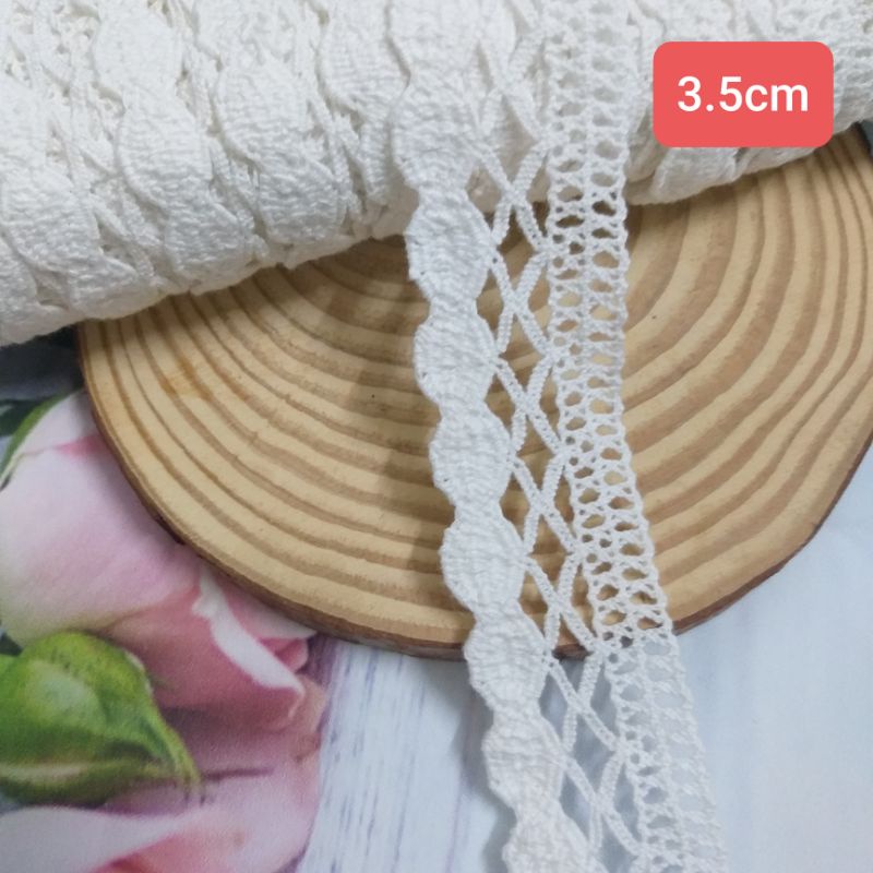 Ren chỉ cotton , màu trắng , size từ 1.3cm đến 4.5cm