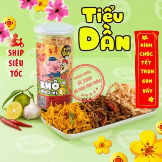 Khô gà mix Khô mực, heo Tiểu Dần, 3 vị trong 1 hộp hũ lớn 280g, đồ ăn vặt vừa ngon vừa rẻ