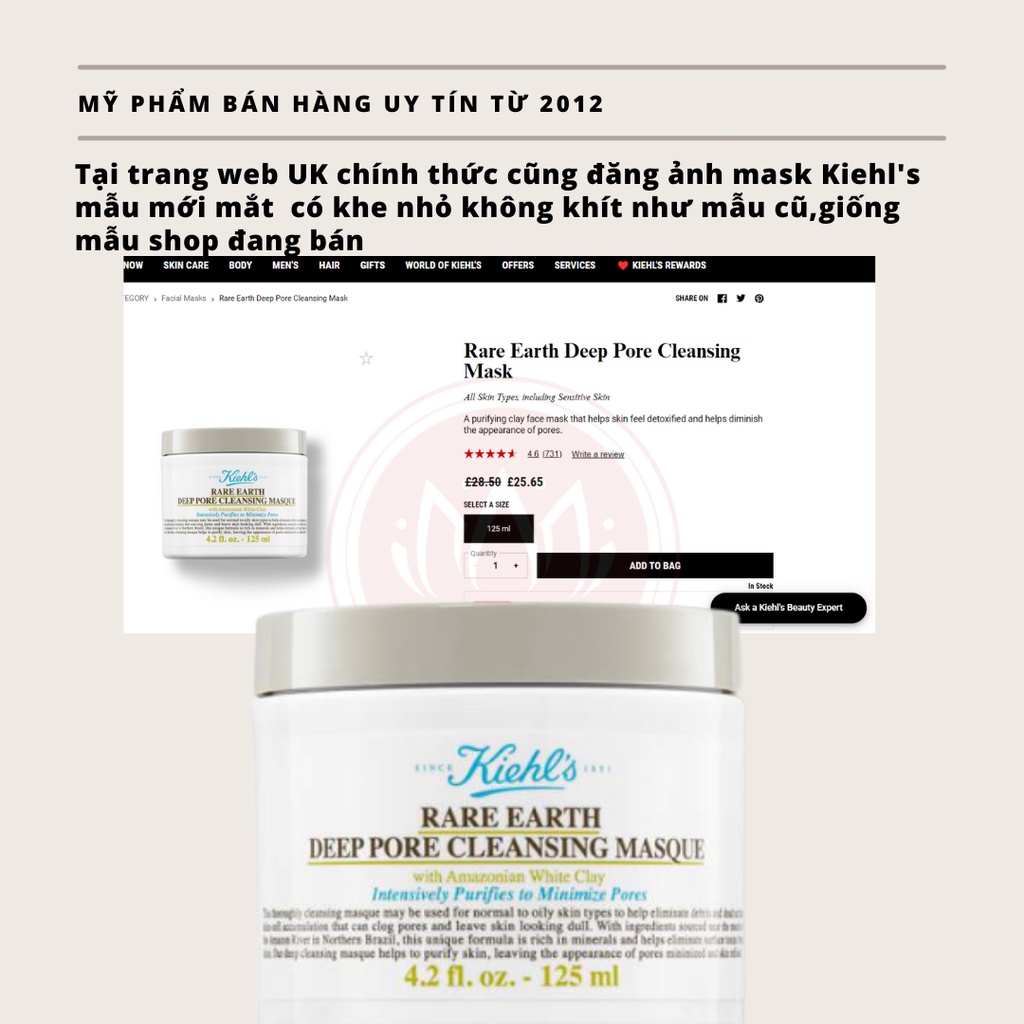 Mặt Nạ Đất Sét Kiehls Rare Earth Deep Pore Cleansing Masque Mask Kiehl 's Mini 14ml - 125ml | daothinhuquynh