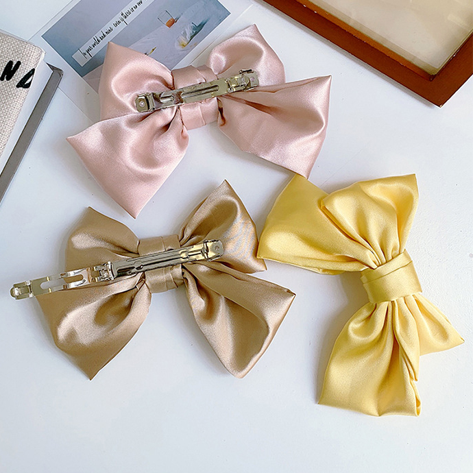 Kẹp Tóc Hình Nơ Vải Satin Phong Cách Hàn Quốc