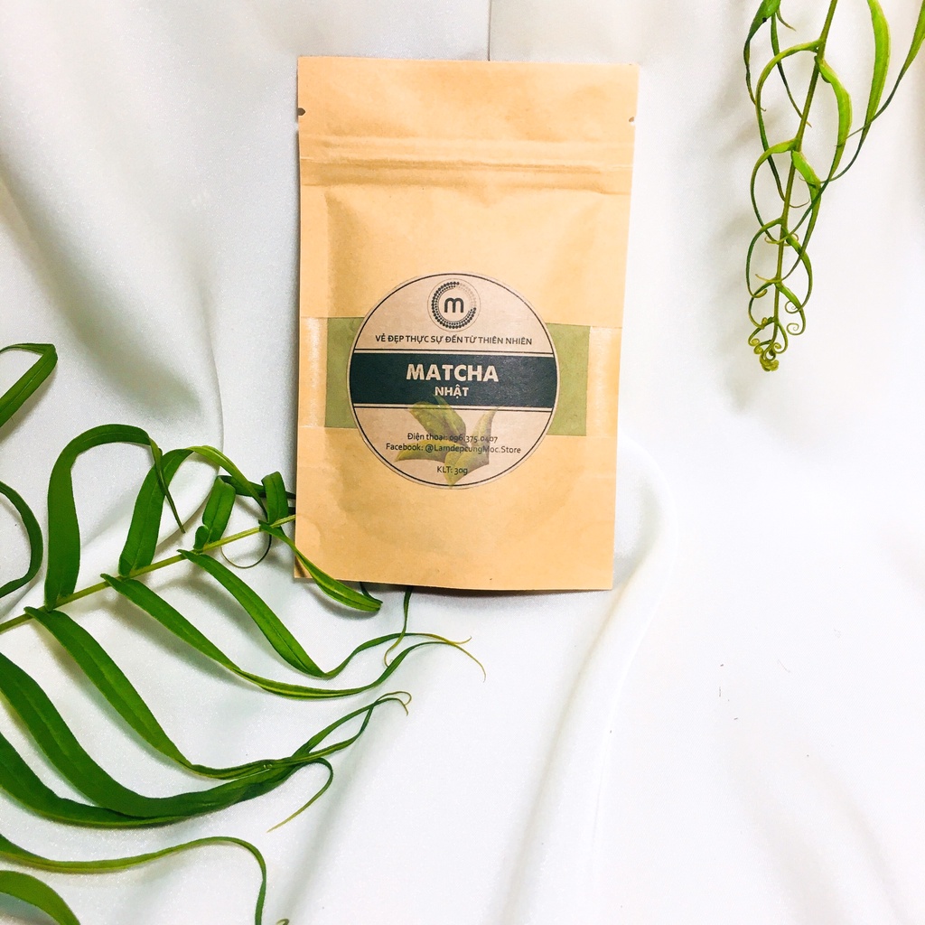 Bột matcha trà xanh nguyên chất MỘC - đắp mặt nạ ngăn ngừa mụn, mờ thâm, trẻ hóa da túi 30g, chai 100/200ml