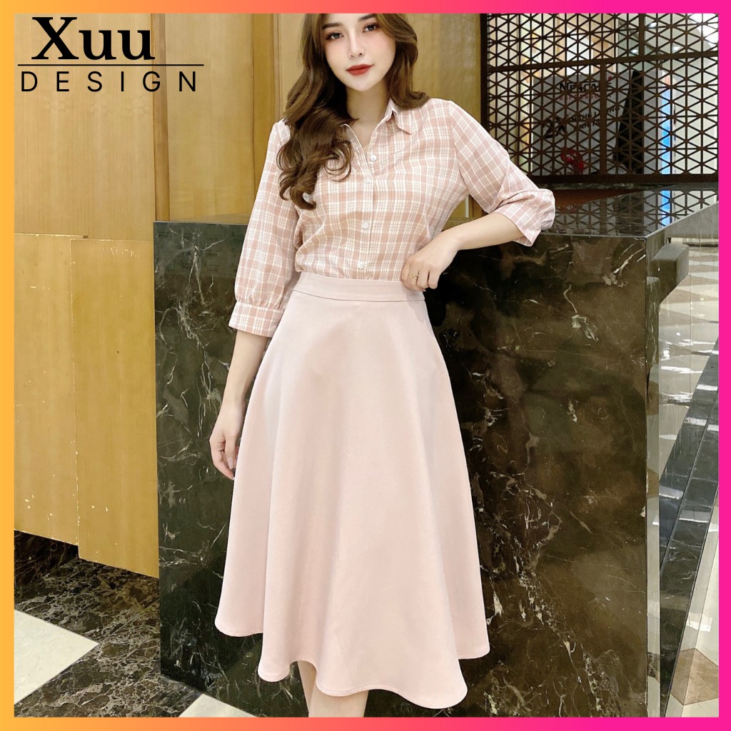 Chân váy xòe đen dáng dài Wexuu Design, Chất vải tuyết mưa dày dặn 1 lớp- CVX