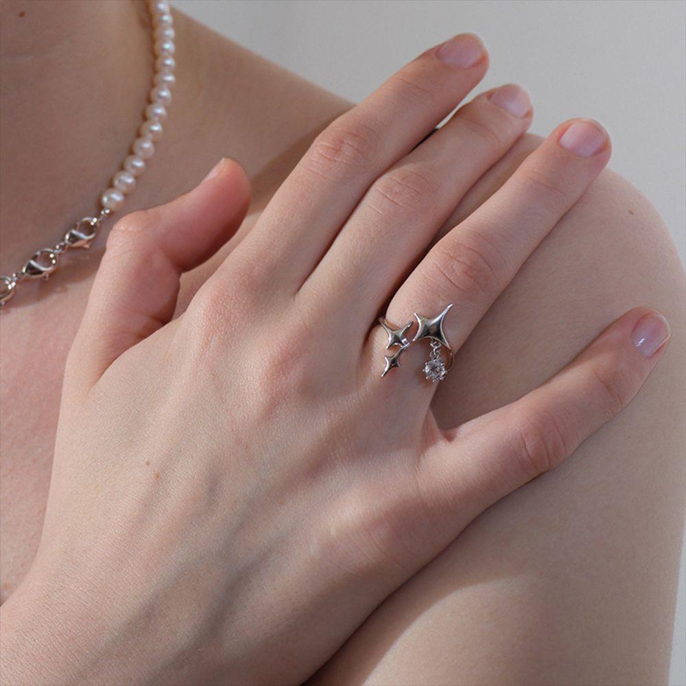 Nhẫn Hở Hình Ngôi Sao Có Thể Điều Chỉnh Phong Cách Punk Thanh Lịch