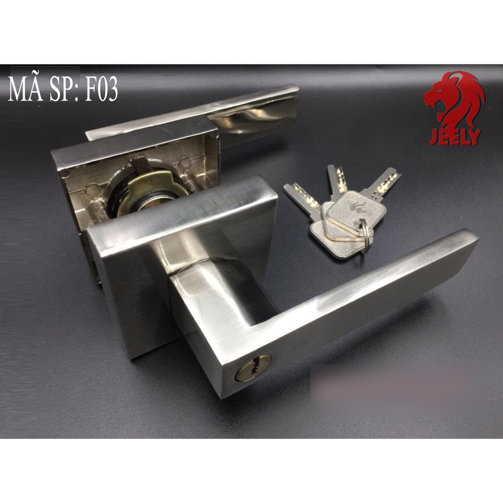 KHÓA TAY GẠT VUÔNG JEELY KHÓA HỢP KIM-lắp phòng khách, phòng ngủ, nhà vệ sinh,cửa gỗ , cửa nhựa giả gỗ F03