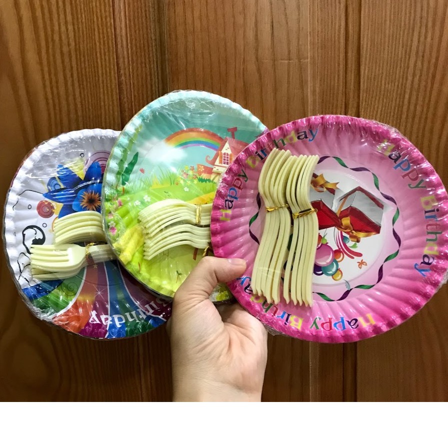 Ly, dĩa giấy sinh nhật (10 cái /set)