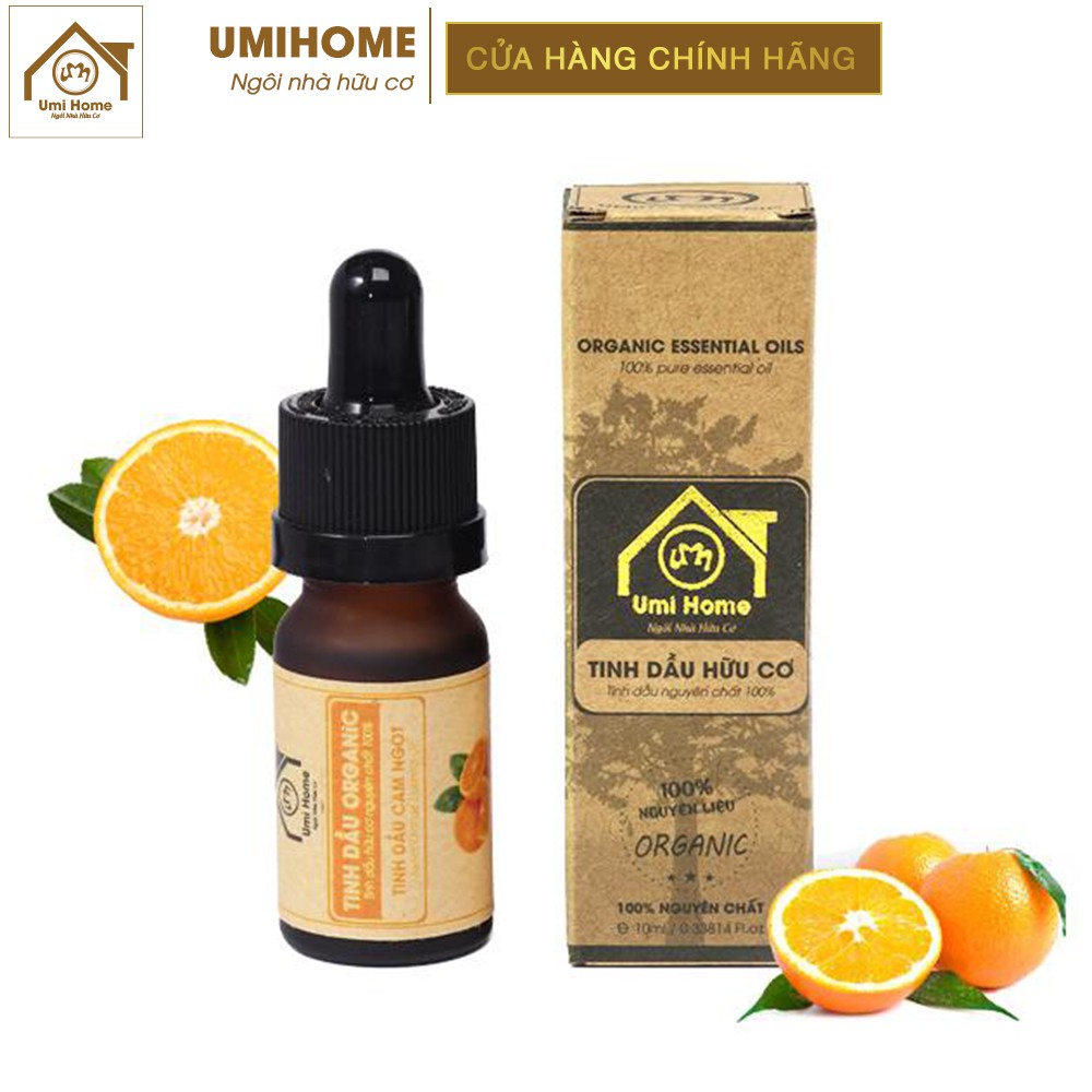 Tinh dầu Cam Ngọt thơm phòng hữu cơ UMIHOME nguyên chất 10ml - Giúp giảm stress, giúp ngủ ngon, massage thư giãn