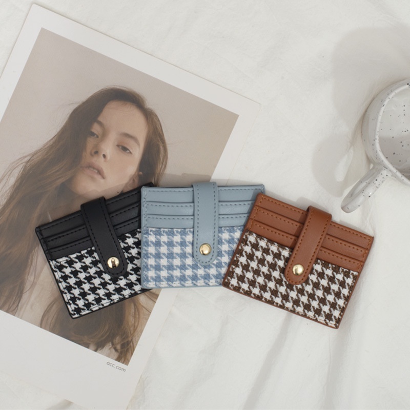 Ví nữ  𝑭𝑹𝑬𝑬𝑺𝑯𝑰𝑷  Ví đựng thẻ họa tiết Houndstooth Da PU Cao Cấp Siêu HOT sang chảnh V22