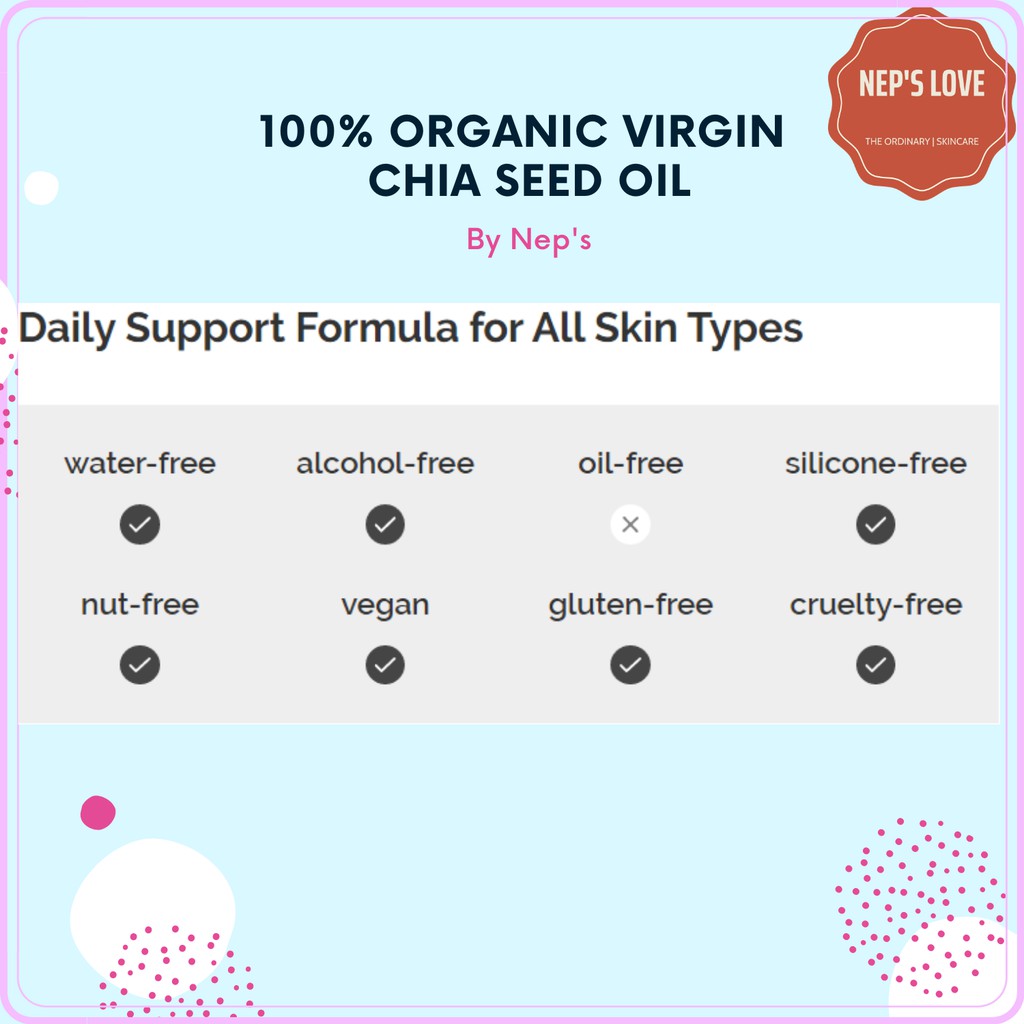 Tinh dầu dưỡng hạt Chia_100% Organic Virgin Chia Seed Oil (cho tóc và da)_THE ORDINARY (BILL CANADA) 30ML