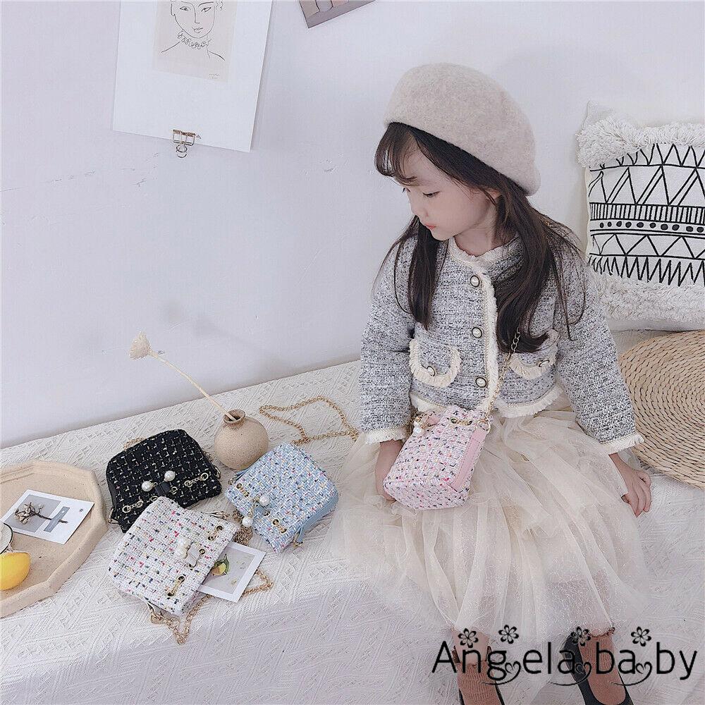 ⓗღ✯Kids Girls Lovely  Pearl Plush Shoulder Bag Crossbody Messenger Purse Handbag US