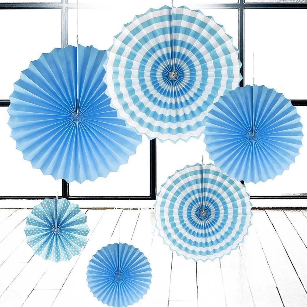 Set 6 Quạt Giấy Nhiều Màu Sắc Làm Phông Nền Trang Trí Tiệc Sinh Nhật
